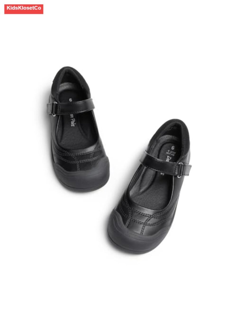 Girls Mary Jane School Shoes Faux Leather Hook and Loop Flats